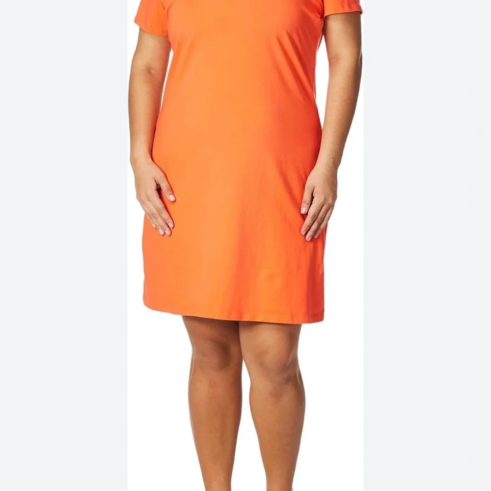 Calvin Klein Orange Midi Dress with Gold Accent - Picture 2 of 8